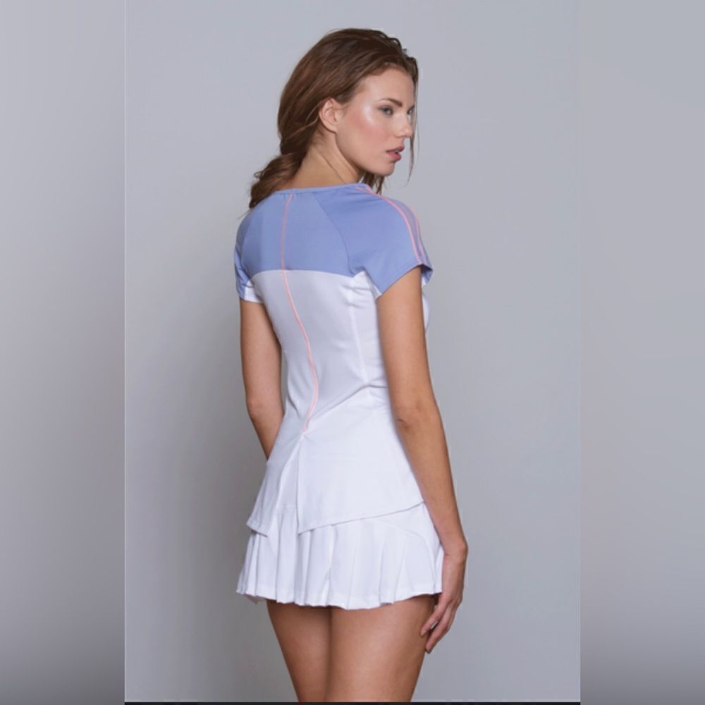 Lucky in Love Brand Blue and White Flutter Sleeve T-Shirt